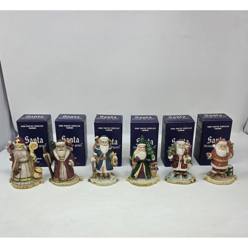 6 Santa Claus Through‎ the Years Figures Figurine Porcelain Holiday Collectibles